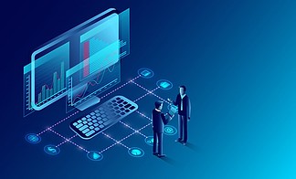 商業(yè)分析、溝通與當(dāng)代營銷及軟件開發(fā)的融合 卡通矢量插畫的營銷力量